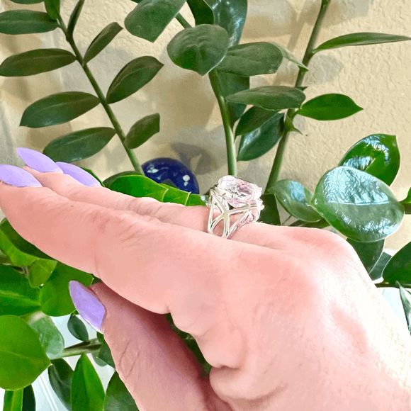 #029 Heirloom Pink Kunzanite Sterling Silver Ring Size 9 - Picture 5 of 5